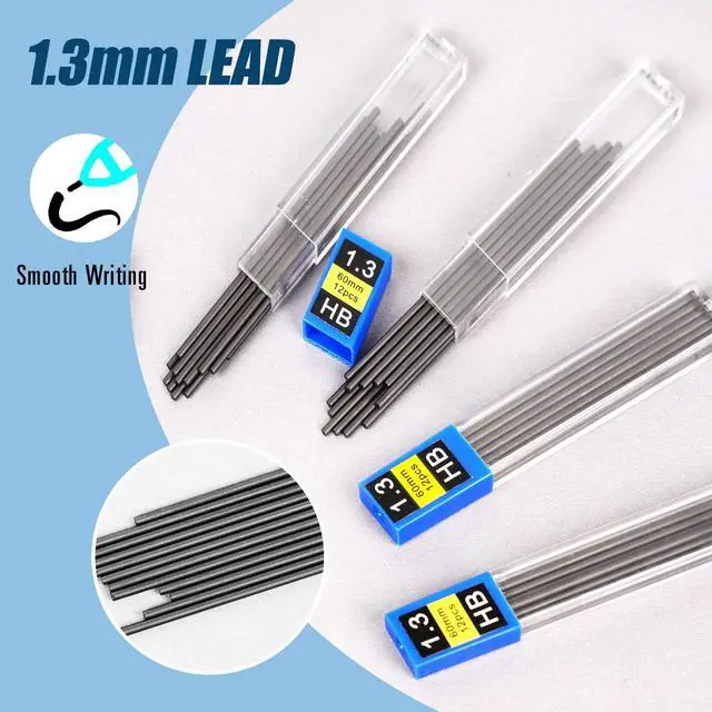 Alt view image 3 of 7 - 1.3 mm Mechanical Pencil Set with 4 Tubes Lead Refills,2 Eraser,1.3mm Mechanical Pencils,Metal Drafting Pencil, Lead Holder,Drawing Mechanical Pencils,Carpenter Pencils for Marking, Sketching