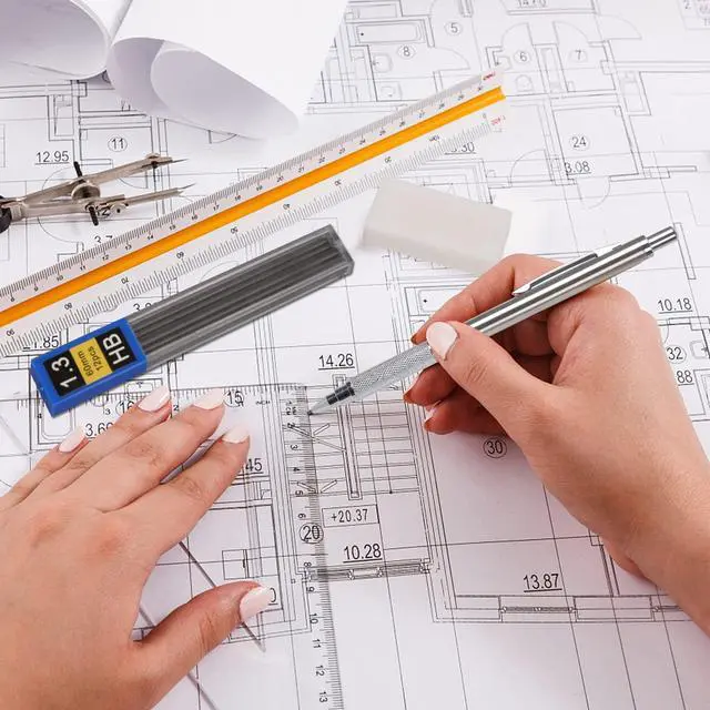 Alt view image 7 of 7 - 1.3 mm Mechanical Pencil Set with 4 Tubes Lead Refills,2 Eraser,1.3mm Mechanical Pencils,Metal Drafting Pencil, Lead Holder,Drawing Mechanical Pencils,Carpenter Pencils for Marking, Sketching