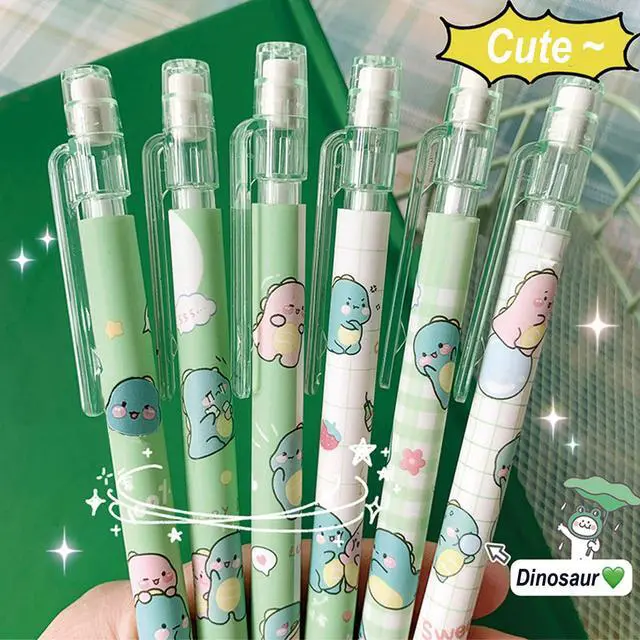 Alt view image 3 of 7 - Cute Dinosaur Mechanical Pencil Set Includes 0.5mm and 0.7mm Pencils with Lead Refills and Erasers, Green Kawaii Mechanical Pencil for Women Girl Men Boy Office School Supplies (Dinosaur)