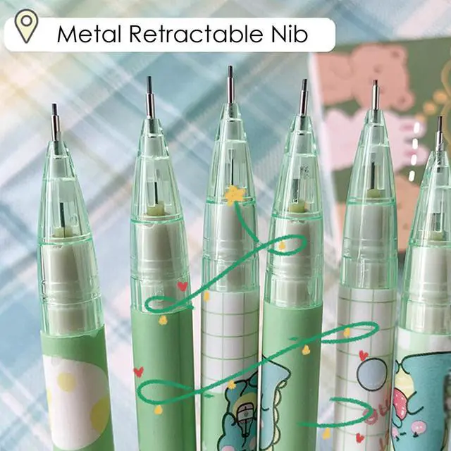 Alt view image 6 of 7 - Cute Dinosaur Mechanical Pencil Set Includes 0.5mm and 0.7mm Pencils with Lead Refills and Erasers, Green Kawaii Mechanical Pencil for Women Girl Men Boy Office School Supplies (Dinosaur)