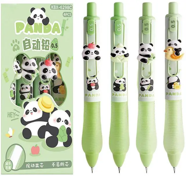 Main image of 4 Pcs Cute Panda Mechanical Pencils 0.5mm Cartoon Mechanical Pencil Kawaii Soft Grip Mechanical Pencils School Pencil for Students Women (Panda)