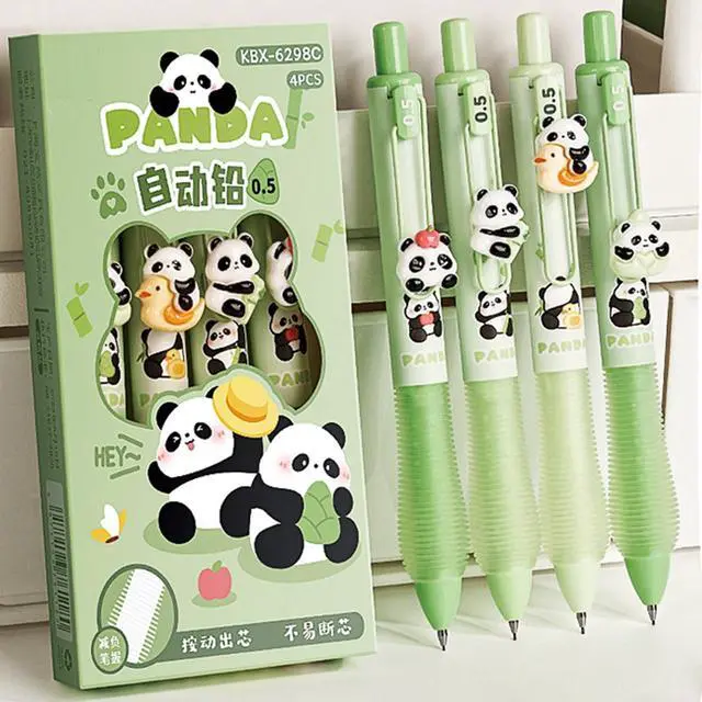 Alt view image 2 of 7 - 4 Pcs Cute Panda Mechanical Pencils 0.5mm Cartoon Mechanical Pencil Kawaii Soft Grip Mechanical Pencils School Pencil for Students Women (Panda)