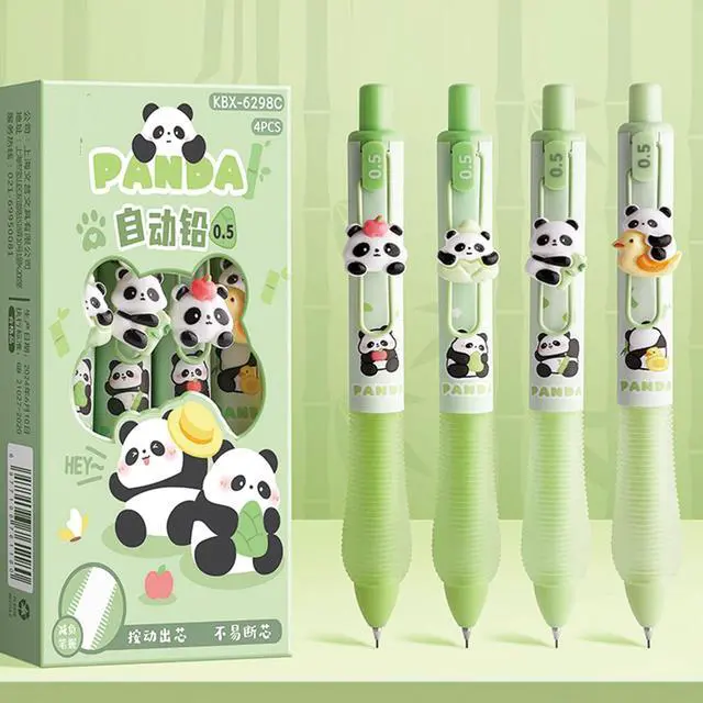 Alt view image 7 of 7 - 4 Pcs Cute Panda Mechanical Pencils 0.5mm Cartoon Mechanical Pencil Kawaii Soft Grip Mechanical Pencils School Pencil for Students Women (Panda)