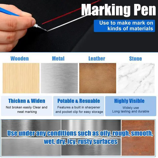 Alt view image 4 of 7 - 2 Pcs Welders Pencil 48 Refill, Red, Silver | Mechanical Metal Welding Marker for Tube Pipe Fitter Welder, Refillable Pen Steel Construction Woodworking, Marking Tool