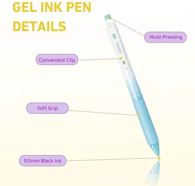 Alt view image 2 of 6 - 5PCs Pastel Gel Ink Pen Set,Retractable Black Ink Pens 0.5mm Fine Point | Smooth Writing, Quick-Drying, No Smear,Black Gel Pens for Writing, Journaling, Note Taking, Home, School, Office Supplies