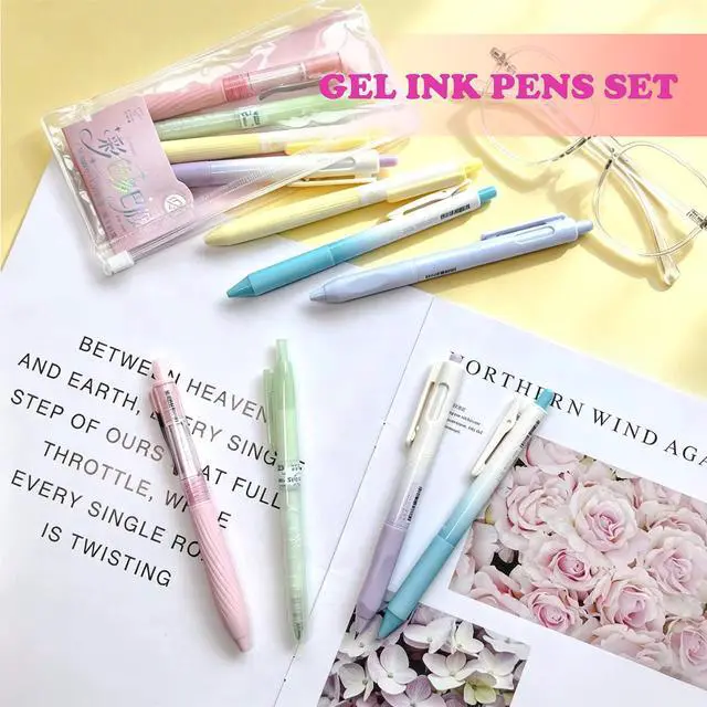Alt view image 5 of 6 - 5PCs Pastel Gel Ink Pen Set,Retractable Black Ink Pens 0.5mm Fine Point | Smooth Writing, Quick-Drying, No Smear,Black Gel Pens for Writing, Journaling, Note Taking, Home, School, Office Supplies