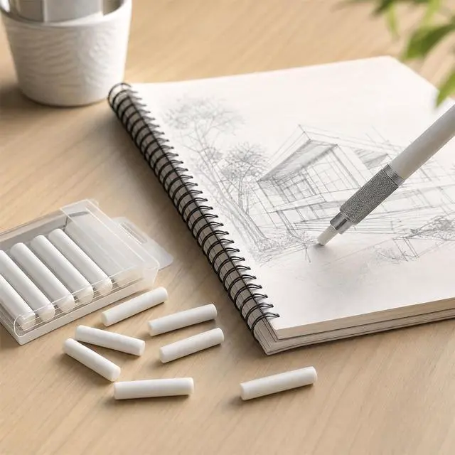 Alt view image 3 of 7 - 50 Pcs Mechanical Pencil Eraser Refills White Pencil Refill Erasers | Traceless Eraser Replacement for for Propelling Pencils, Office Notebook Drafting, 0.17×0.46 in