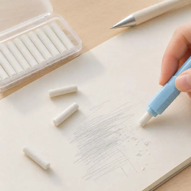 Alt view image 5 of 7 - 50 Pcs Mechanical Pencil Eraser Refills White Pencil Refill Erasers | Traceless Eraser Replacement for for Propelling Pencils, Office Notebook Drafting, 0.17×0.46 in
