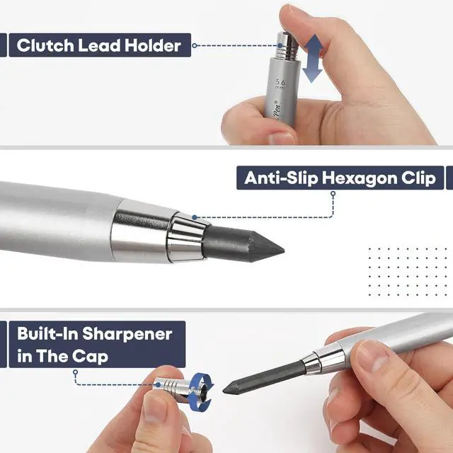 Alt view image 3 of 7 - 5.6 mm Mechanical Clutch Pencil, Drawing Pencils for Sketching