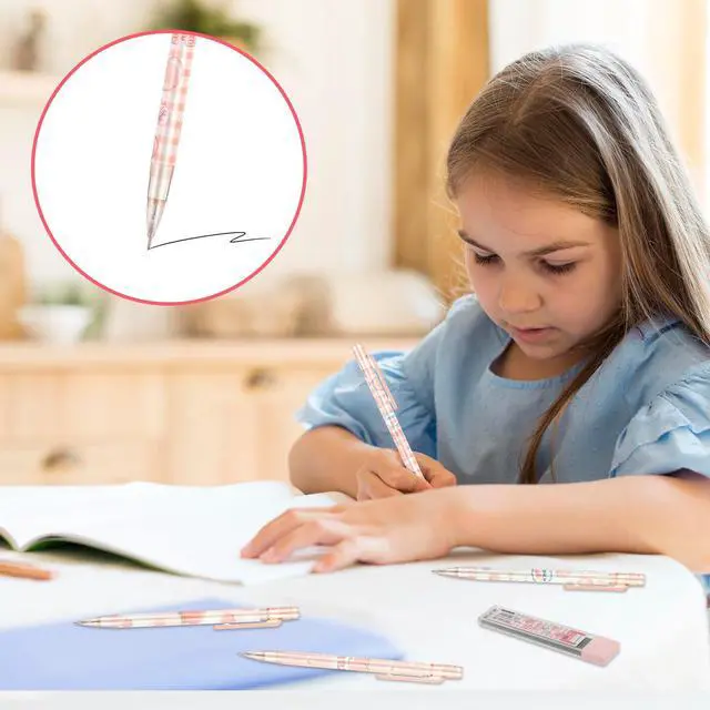 Alt view image 3 of 7 - Pink Mechanical Pencils Set, 4pcs Cute Mechanical Pencils with A Tube of 0.5MM Pencil Refills & Top Erasers Aesthetic School Supplies Back to School Gift