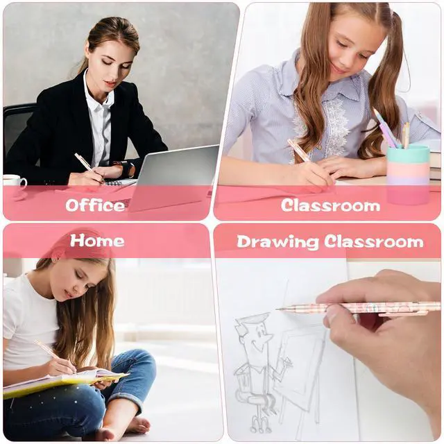 Alt view image 5 of 7 - Pink Mechanical Pencils Set, 4pcs Cute Mechanical Pencils with A Tube of 0.5MM Pencil Refills & Top Erasers Aesthetic School Supplies Back to School Gift