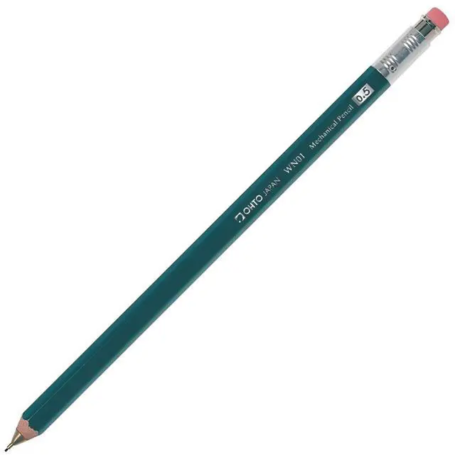 Main image of OHTO WN01 Wooden Mechanical Pencil, 0.5mm Fine Point, Standard Long Barrel, Green Body, Made from Incense Cedar, WN01-SP5-GN