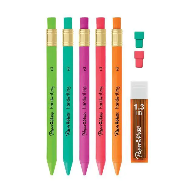 Alt view image 4 of 7 - Handwriting Triangular Mechanical Pencil Set with Lead & Eraser Refills, 1.3mm, School Supplies, Office Supplies, Sketching Pencils, Drafting Pencil, Fun Barrel Colors, 8 Count (Pack of 2)