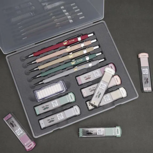 Alt view image 4 of 7 - Mechanical Pencil Set with Lead and Eraser Refills, 5 Pack | 0.7mm, Sketching Pencils, Drafting Pencil, Drawing Mechanical Pencils