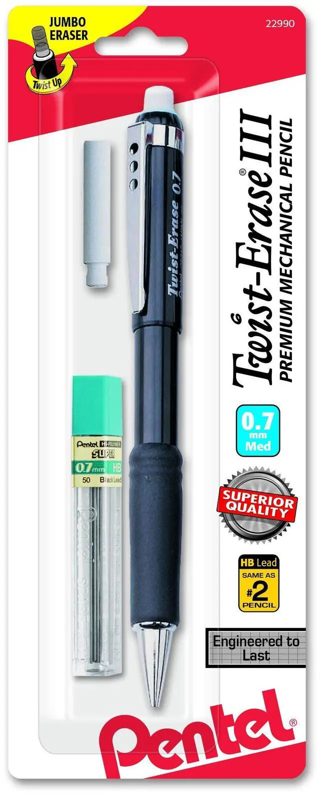 Main image of Twist-Erase III Mechanical Pencil, (0.7mm) Medium Line, with Lead and Eraser Refills (QE517LEBP)