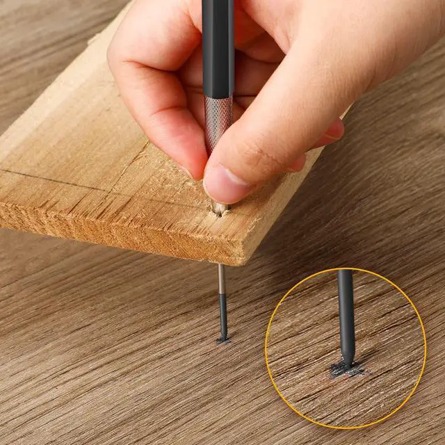 Alt view image 5 of 7 - 2mm Carpenter Pencil Set with 12 Refills and Sharpener, Black | Woodworking Marking Tool Solid Deep Hole Construction Mechanical Pencil, Extended Needle-Nose Tip for Use in Jobs