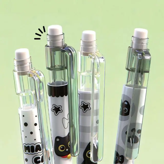 Alt view image 3 of 7 - 4 Pcs Cute Mechanical Pencils with Eraser 0.5mm Cartoon Cat Mechanical Pencil School Pencil for Women (6pcs Cat)