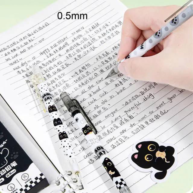 Alt view image 4 of 7 - 4 Pcs Cute Mechanical Pencils with Eraser 0.5mm Cartoon Cat Mechanical Pencil School Pencil for Women (6pcs Cat)