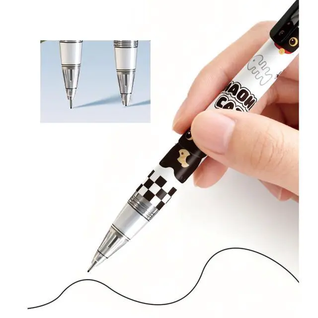 Alt view image 5 of 7 - 4 Pcs Cute Mechanical Pencils with Eraser 0.5mm Cartoon Cat Mechanical Pencil School Pencil for Women (6pcs Cat)