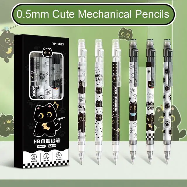 Alt view image 7 of 7 - 4 Pcs Cute Mechanical Pencils with Eraser 0.5mm Cartoon Cat Mechanical Pencil School Pencil for Women (6pcs Cat)