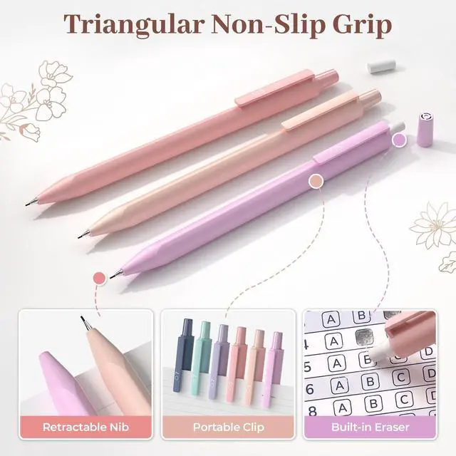 Alt view image 5 of 7 - Pastel Mechanical Pencil Set, 0.5 & 0.7mm Cute Pencils, 6 Pack | 4 Tube HB Lead Refill, 4B Eraser, Rotary Retractable Eraser, Eraser Refills, Aesthetic School Supplies for Teen Girls