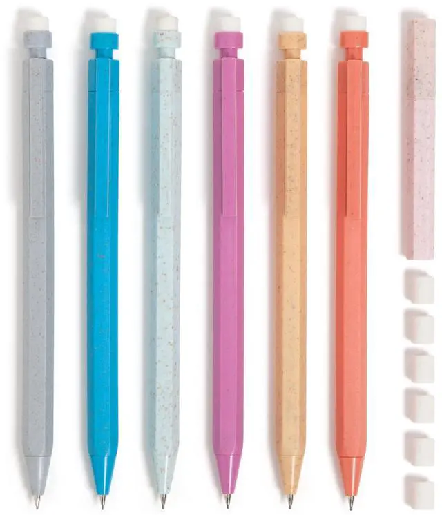 Alt view image 2 of 6 - U-Eco Recycled Mechanical Pencil Set, Bulk Mechanical Pencils 0.7mm, Speckled Hex Brights, Medium Lead, School Supplies, 6 Pack