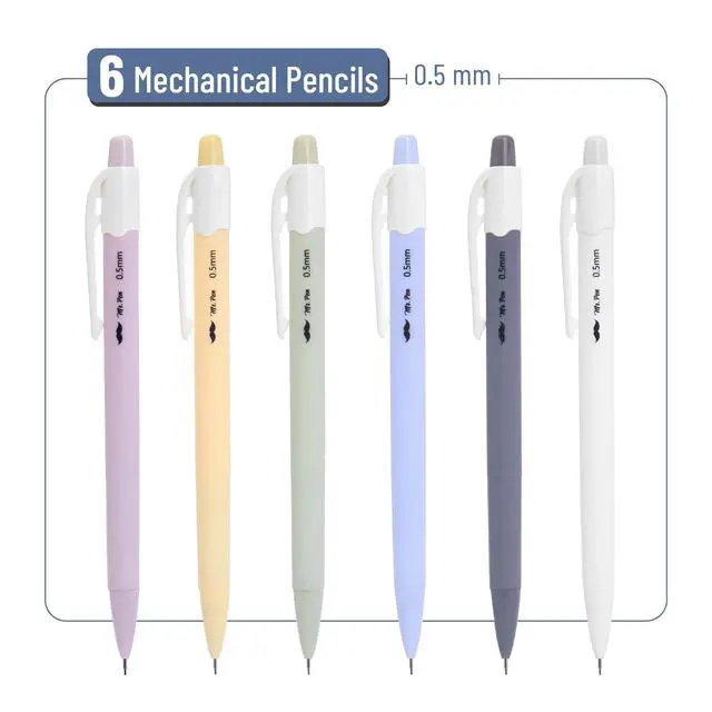 Alt view image 2 of 6 - Pastel Mechanical Pencil Set, 6 Pack, 0.5mm, Cute Macaron Colors | Smooth Writing for Journaling, Note Taking, School, Office, Drawing, Student Supplies, Great for Kids and Adults