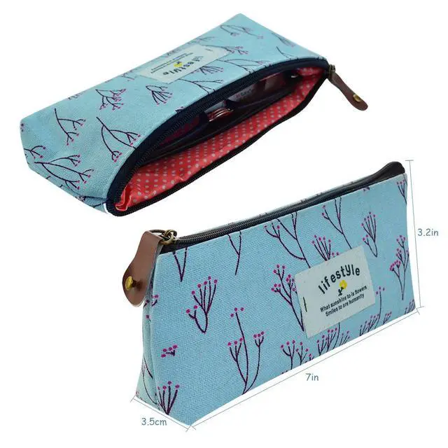 Alt view image 3 of 7 - Countryside Flower Floral Pencil Pen Case Cosmetic Makeup Bag Set of 3 by Miayon