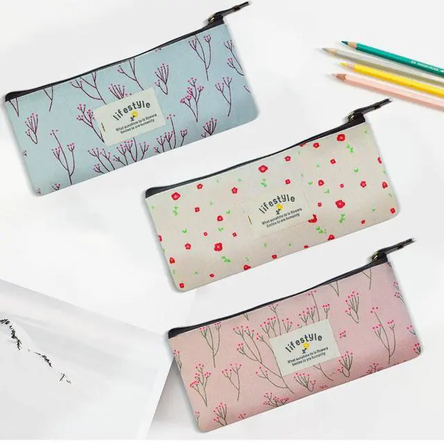 Alt view image 6 of 7 - Countryside Flower Floral Pencil Pen Case Cosmetic Makeup Bag Set of 3 by Miayon