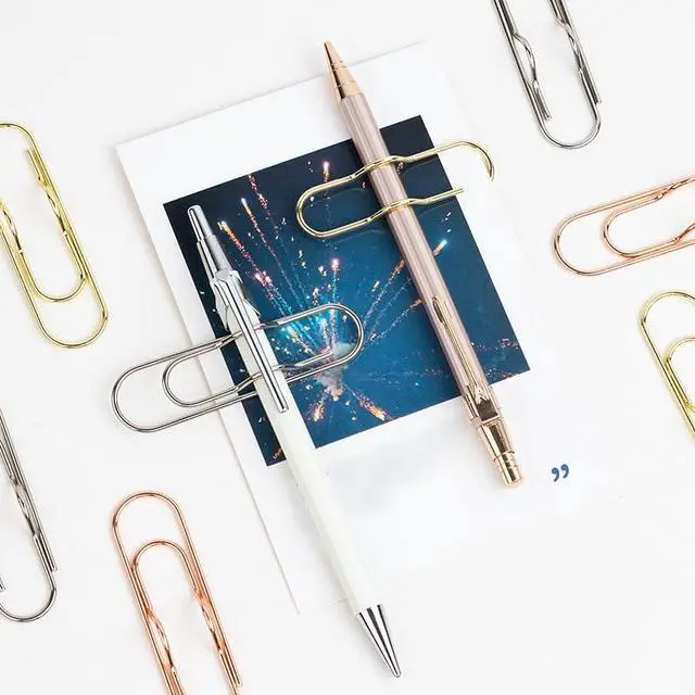 Alt view image 5 of 7 - Gold/Silver/Rose Gold Metal Pen Clip - A Pack of 6 Paper Clip Clips for laptops and Paper, Including Metal and Pen Clips