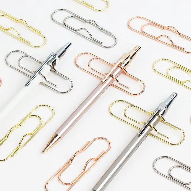 Alt view image 4 of 7 - Gold/Silver/Rose Gold Metal Pen Clip - A Pack of 6 Paper Clip Clips for laptops and Paper, Including Metal and Pen Clips