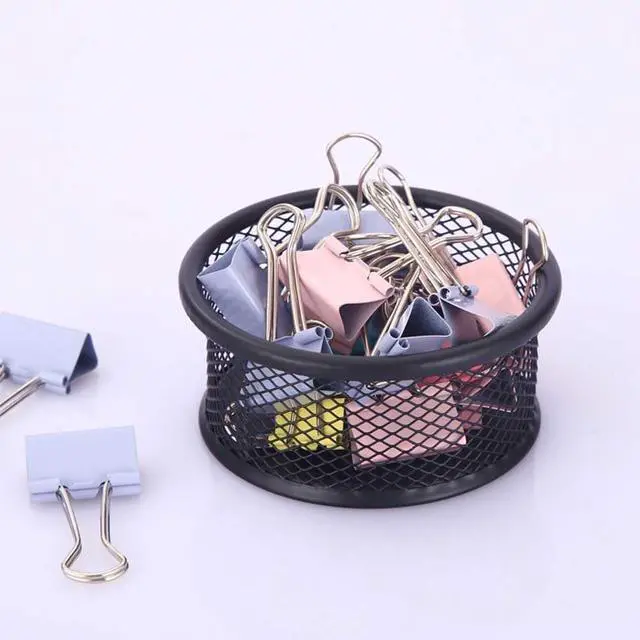 Alt view image 3 of 7 - 1 Pc Black Minimalist Metal Paper Clip Holder Mesh Paperclip Bowl Binder Clip Dispenser Desk Bobby Pin Container Organizer for Home Office Classroom School Desk Supplies Holders and Dispensers
