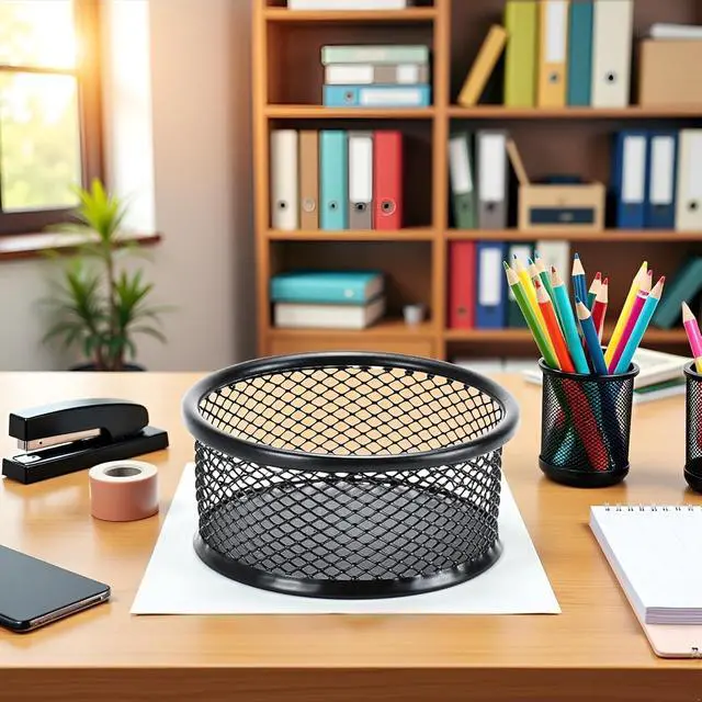 Alt view image 6 of 7 - 1 Pc Black Minimalist Metal Paper Clip Holder Mesh Paperclip Bowl Binder Clip Dispenser Desk Bobby Pin Container Organizer for Home Office Classroom School Desk Supplies Holders and Dispensers