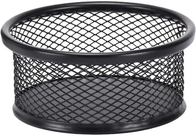 Main image of Black Metal Mesh Desk Organizer - Multi-Purpose Clip Holder for Office and School Supplies, Paperclip/Binder Clip Dispenser with Non-Slip Base (Home Office, Classroom, Study Desk Accessories)