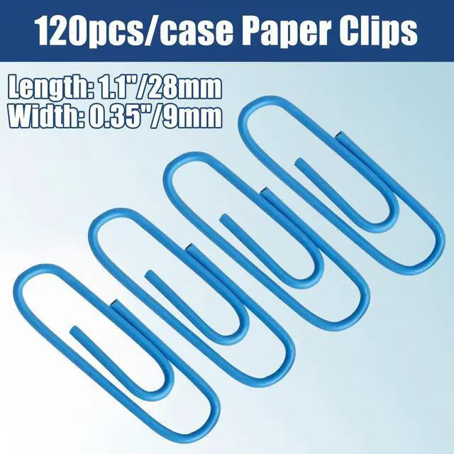 Alt view image 2 of 7 - Blue Paper Clips, 1.1 Inch (28mm), 120 Pcs Metal Paperclips | Vinyl Coated Metal, For Office, School, Home, Bookmark & Document Organizer