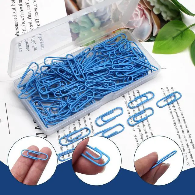 Alt view image 3 of 7 - Blue Paper Clips, 1.1 Inch (28mm), 120 Pcs Metal Paperclips | Vinyl Coated Metal, For Office, School, Home, Bookmark & Document Organizer