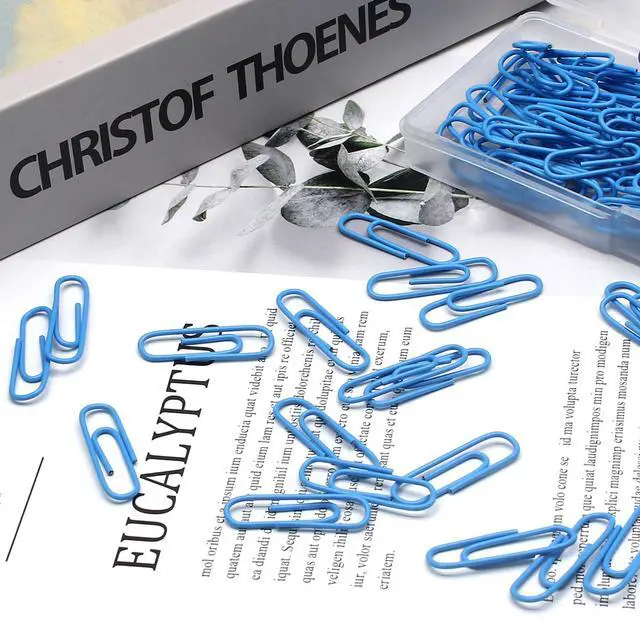 Alt view image 6 of 7 - Blue Paper Clips, 1.1 Inch (28mm), 120 Pcs Metal Paperclips | Vinyl Coated Metal, For Office, School, Home, Bookmark & Document Organizer