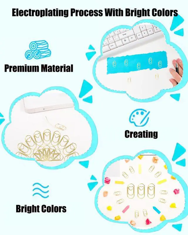 Alt view image 4 of 7 - 100 Pack Gold Love Heart Shaped Paper Clips, 0.8inch Small Paper Clips for Funny, Small Mini Paperclips Paper Clamps for Office School Home Desk Organizers