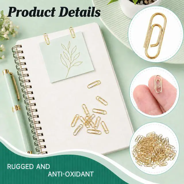 Alt view image 2 of 7 - 100 Pcs 0.6 Inch Metal Small Paper Clips Clamps | Finish Steel Tiny Papers Clips, Journaling Decorative Paper Clips Clamps, Office Paperclip for Junk Stationery
