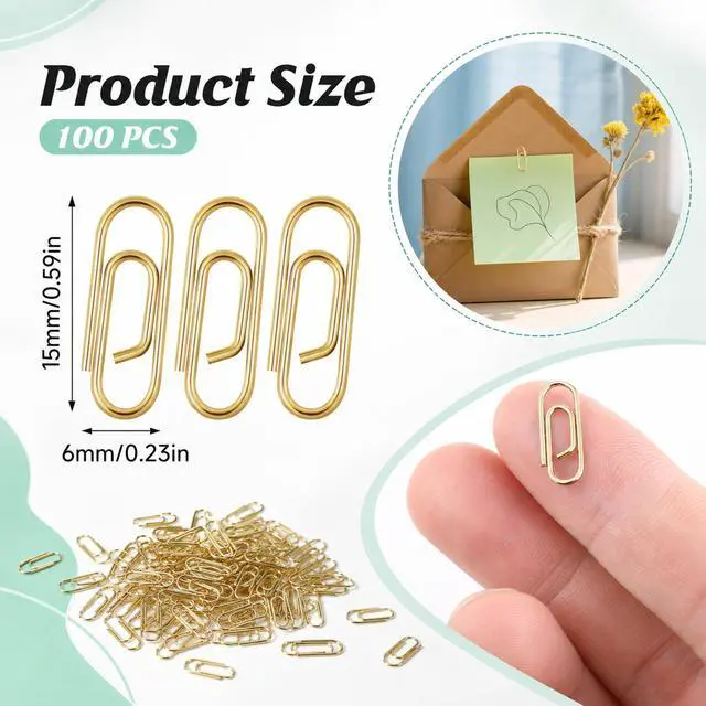 Alt view image 3 of 7 - 100 Pcs 0.6 Inch Metal Small Paper Clips Clamps | Finish Steel Tiny Papers Clips, Journaling Decorative Paper Clips Clamps, Office Paperclip for Junk Stationery