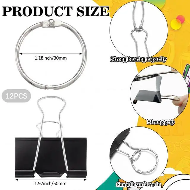 Alt view image 2 of 6 - 12 Pcs Bulletin Board Border Storage Teacher Storage Classroom Border Binder Clips & Rings Teacher Essentials Management for Classroom Bulletin Boards Walls School Classrooms