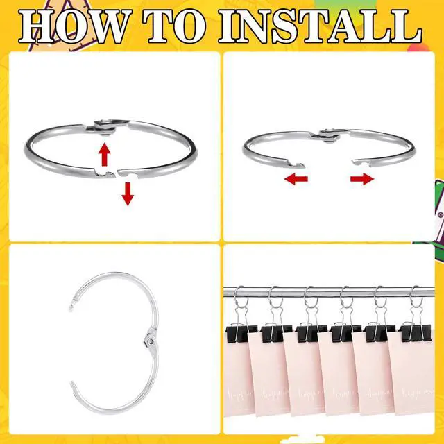 Alt view image 3 of 6 - 12 Pcs Bulletin Board Border Storage Teacher Storage Classroom Border Binder Clips & Rings Teacher Essentials Management for Classroom Bulletin Boards Walls School Classrooms
