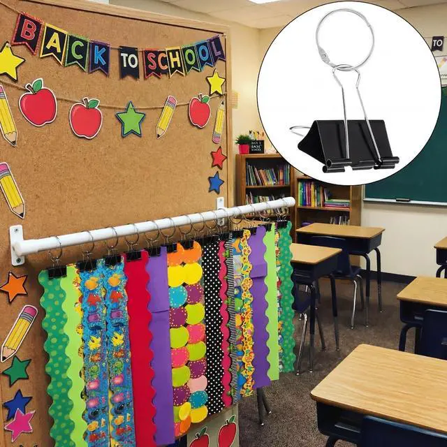 Alt view image 4 of 6 - 12 Pcs Bulletin Board Border Storage Teacher Storage Classroom Border Binder Clips & Rings Teacher Essentials Management for Classroom Bulletin Boards Walls School Classrooms