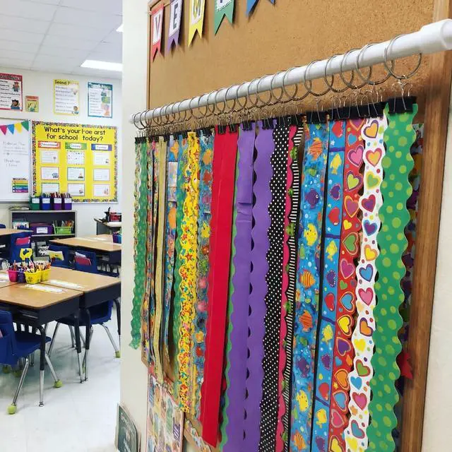 Alt view image 5 of 6 - 12 Pcs Bulletin Board Border Storage Teacher Storage Classroom Border Binder Clips & Rings Teacher Essentials Management for Classroom Bulletin Boards Walls School Classrooms