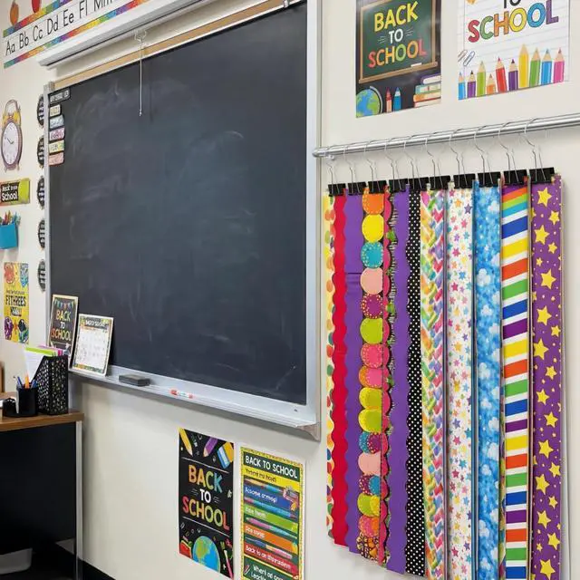 Alt view image 6 of 6 - 12 Pcs Bulletin Board Border Storage Teacher Storage Classroom Border Binder Clips & Rings Teacher Essentials Management for Classroom Bulletin Boards Walls School Classrooms