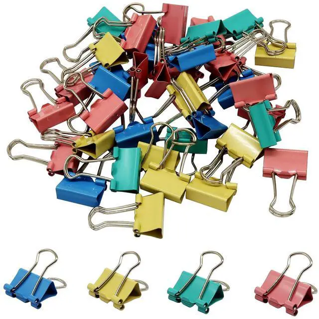 Main image of 40 Pack 15mm Mini Binder Clips, Color | Small Paper Clips, Micro Size Office Clips, Clamps for Home School Business