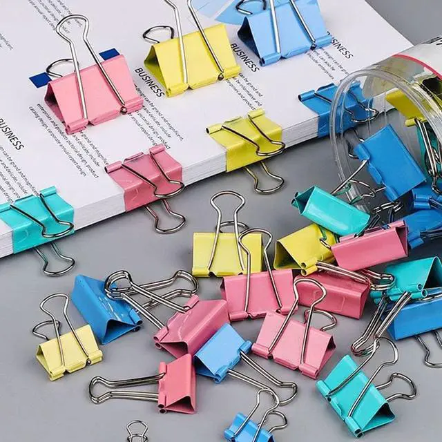 Alt view image 4 of 5 - 40 Pack 15mm Mini Binder Clips, Color | Small Paper Clips, Micro Size Office Clips, Clamps for Home School Business