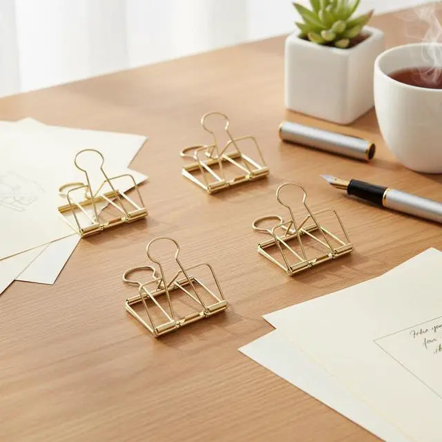 Alt view image 2 of 6 - 4Pcs Golden Hollow Out Long Tail Wire Binder Clips Paper Binder Clip Binder and Paper Clips Small in Size and Light in Weight Clips