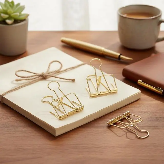 Alt view image 4 of 6 - 4Pcs Golden Hollow Out Long Tail Wire Binder Clips Paper Binder Clip Binder and Paper Clips Small in Size and Light in Weight Clips