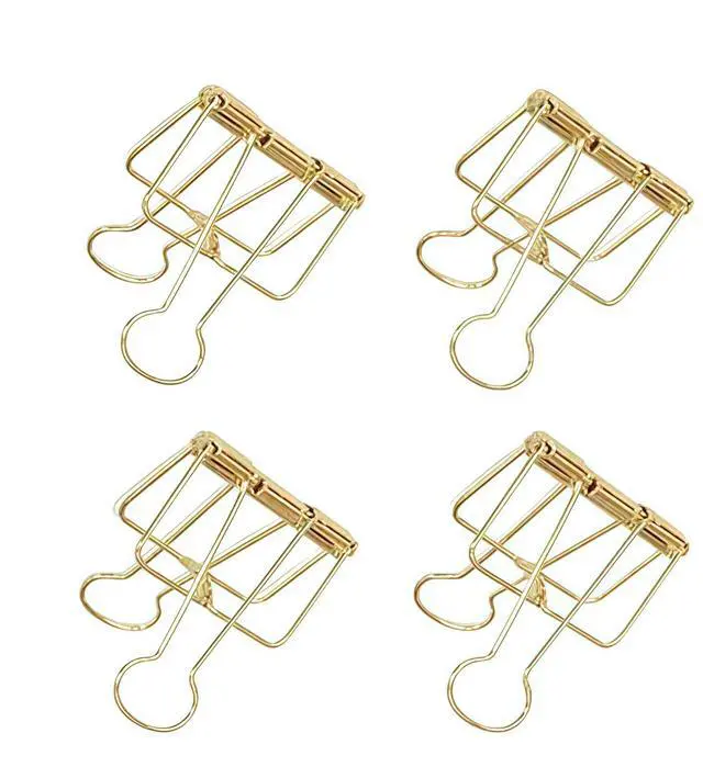 Main image of 4Pcs Golden Hollow Out Long Tail Wire Binder Clips Paper Binder Clip Binder and Paper Clips Small in Size and Light in Weight Clips